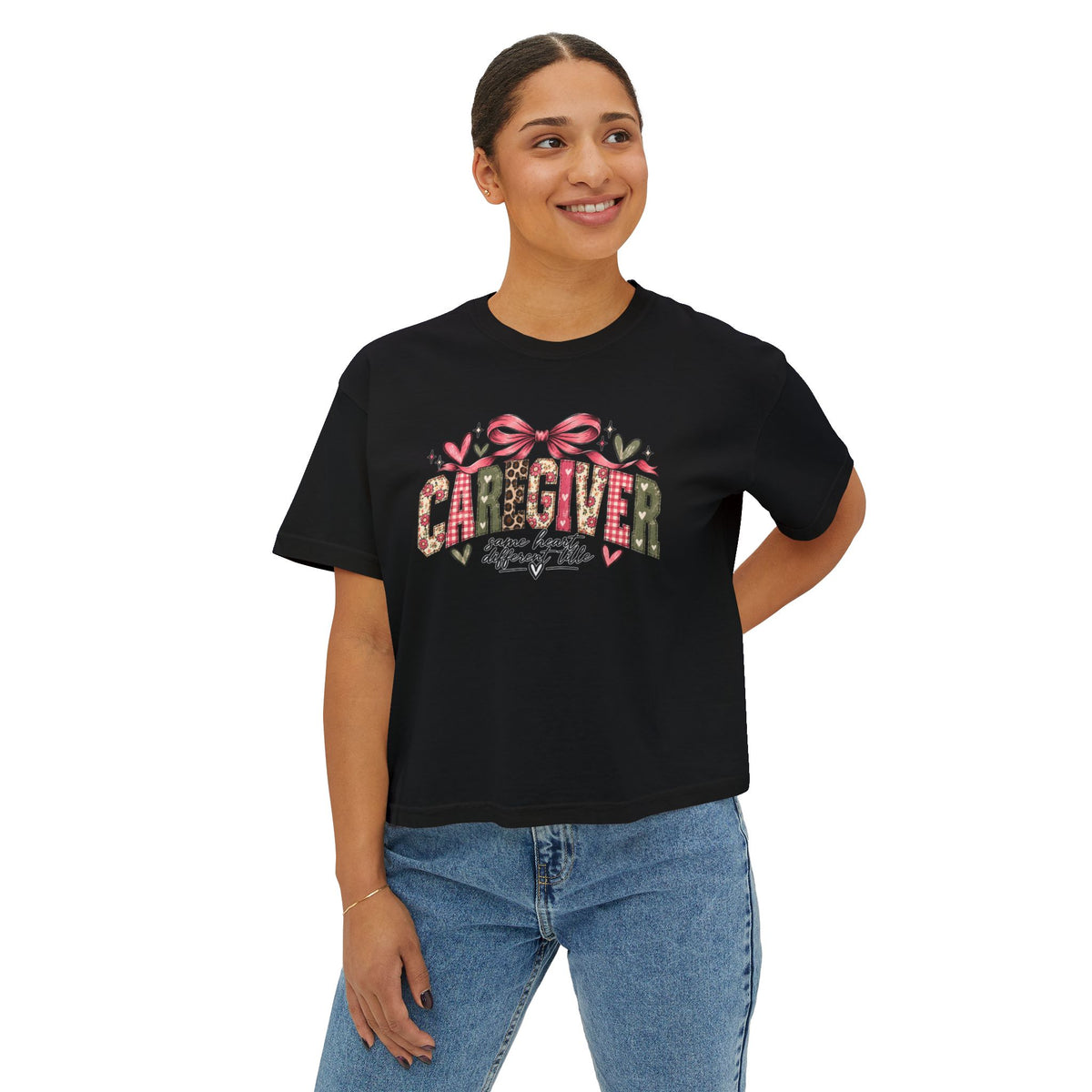 Caregiver — Same Heart, Different Title | Comfort Colors Boxy Tee