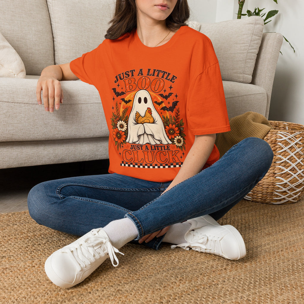 Just a Little Boo, Just a Little Cluck Halloween Chicken Tee