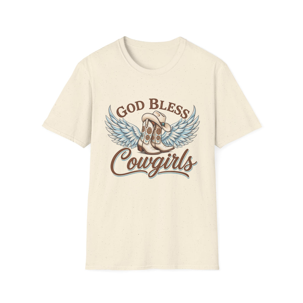 God Bless Cowgirls – Western Angel Wings Graphic Tee