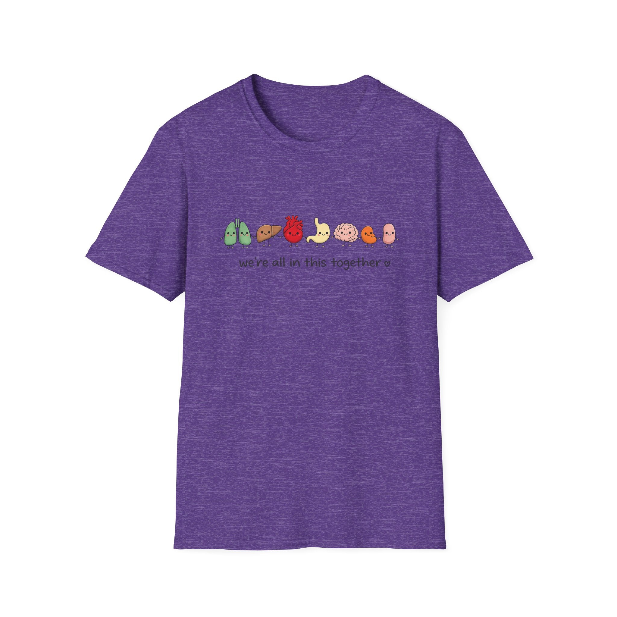 We're All in This Together Cute Organ Organs T-Shirt HEATHER COLORS