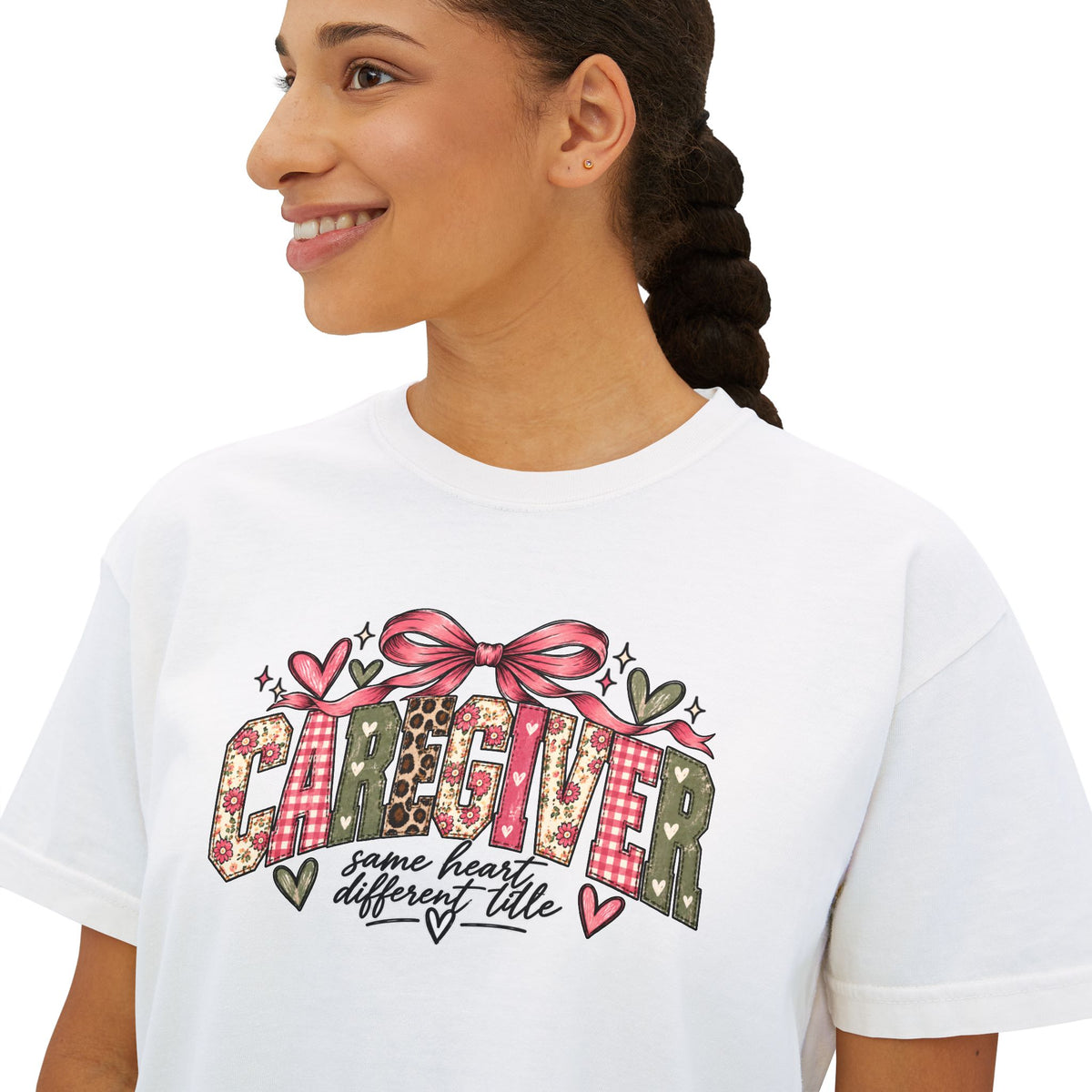 Caregiver — Same Heart, Different Title | Comfort Colors Boxy Tee