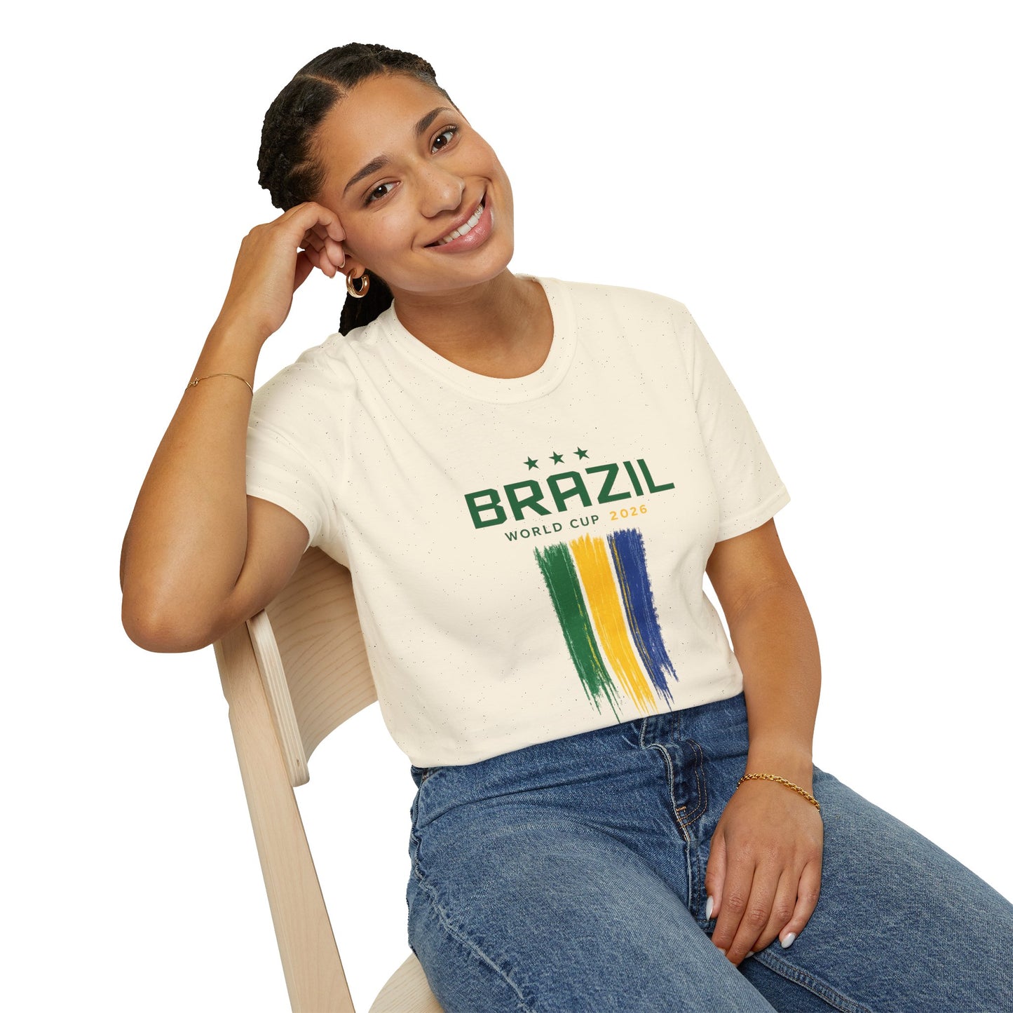 Brazil World Cup T-Shirt — Brush Stroke Flag Soccer Tee