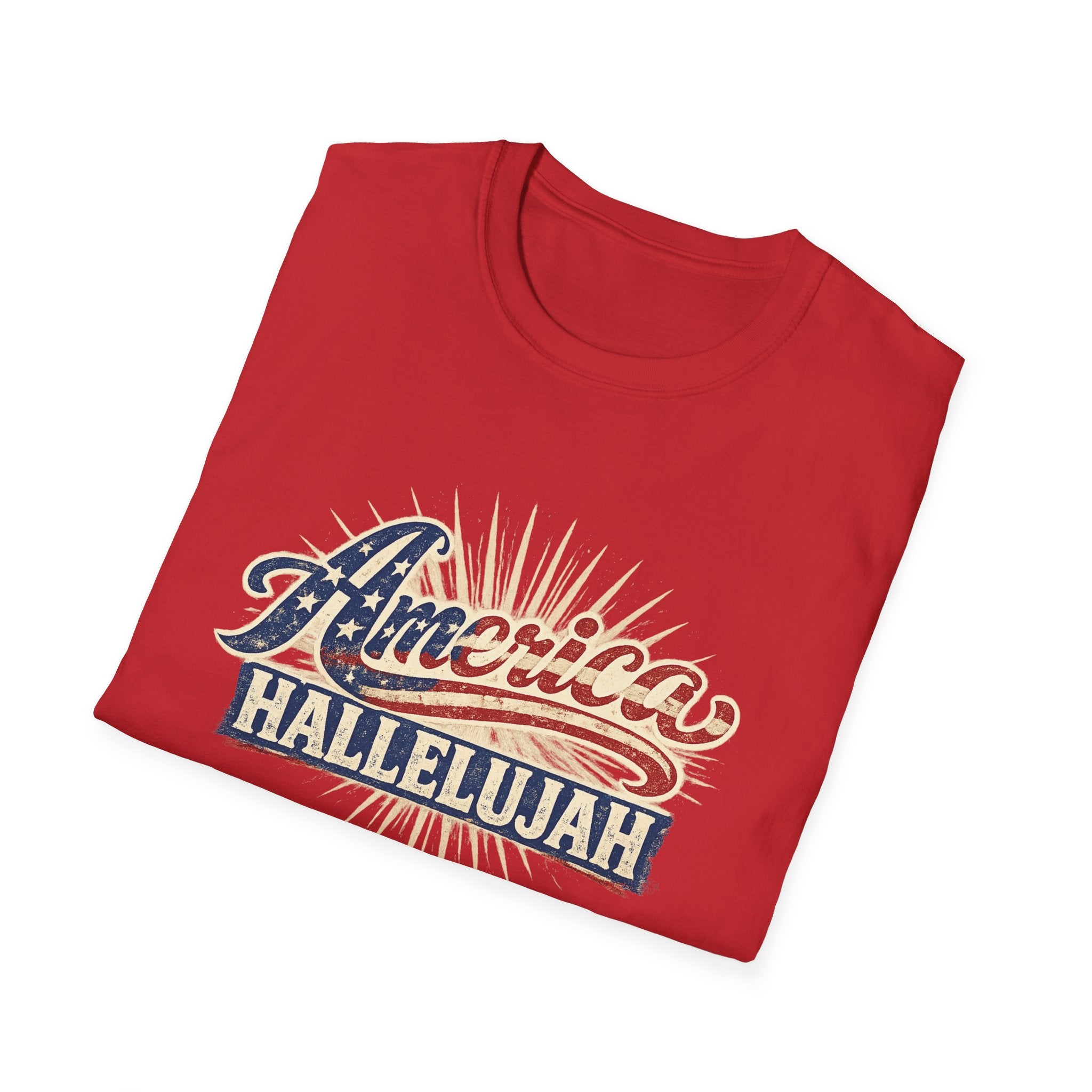 America Hallelujah T-Shirt — Patriotic USA Flag Retro Tee