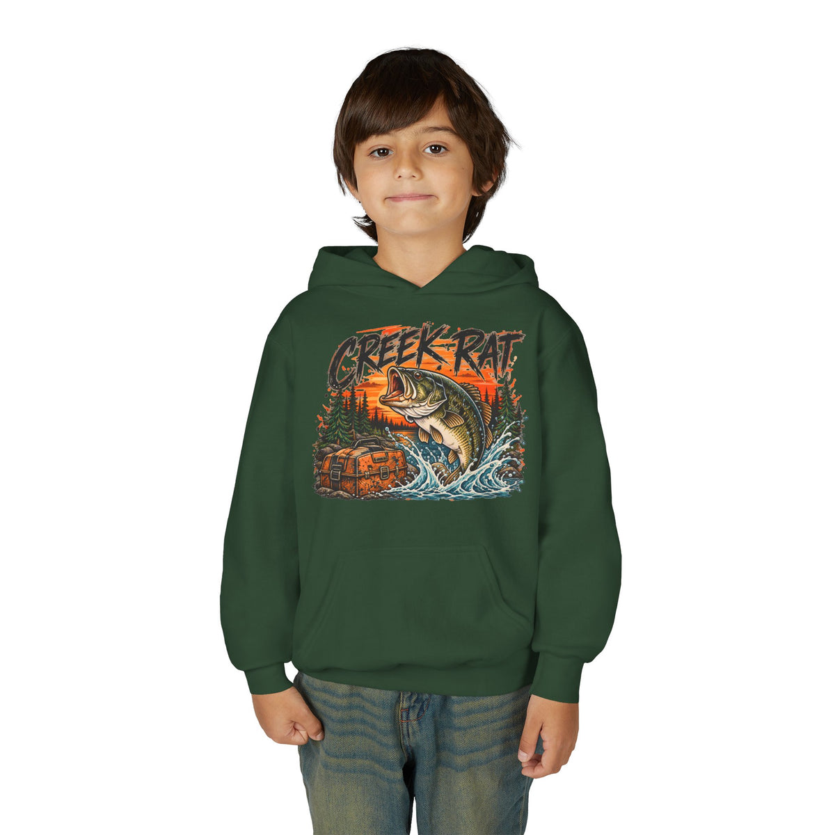 Creek Rat Bass Fishing Kids Hoodie