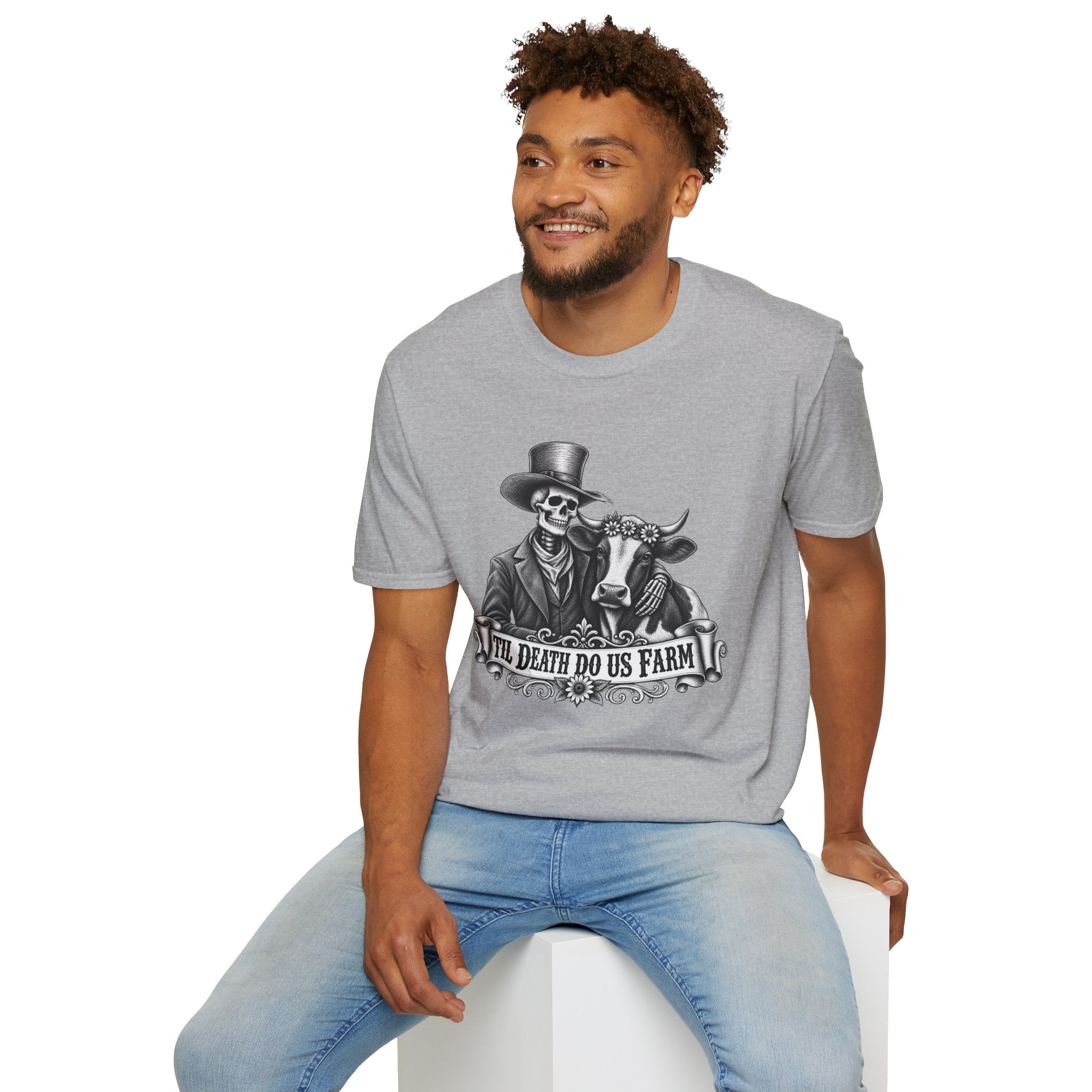 Til Death Do Us Farm – Skeleton & Cow Funny Farm Tee 💀🐄