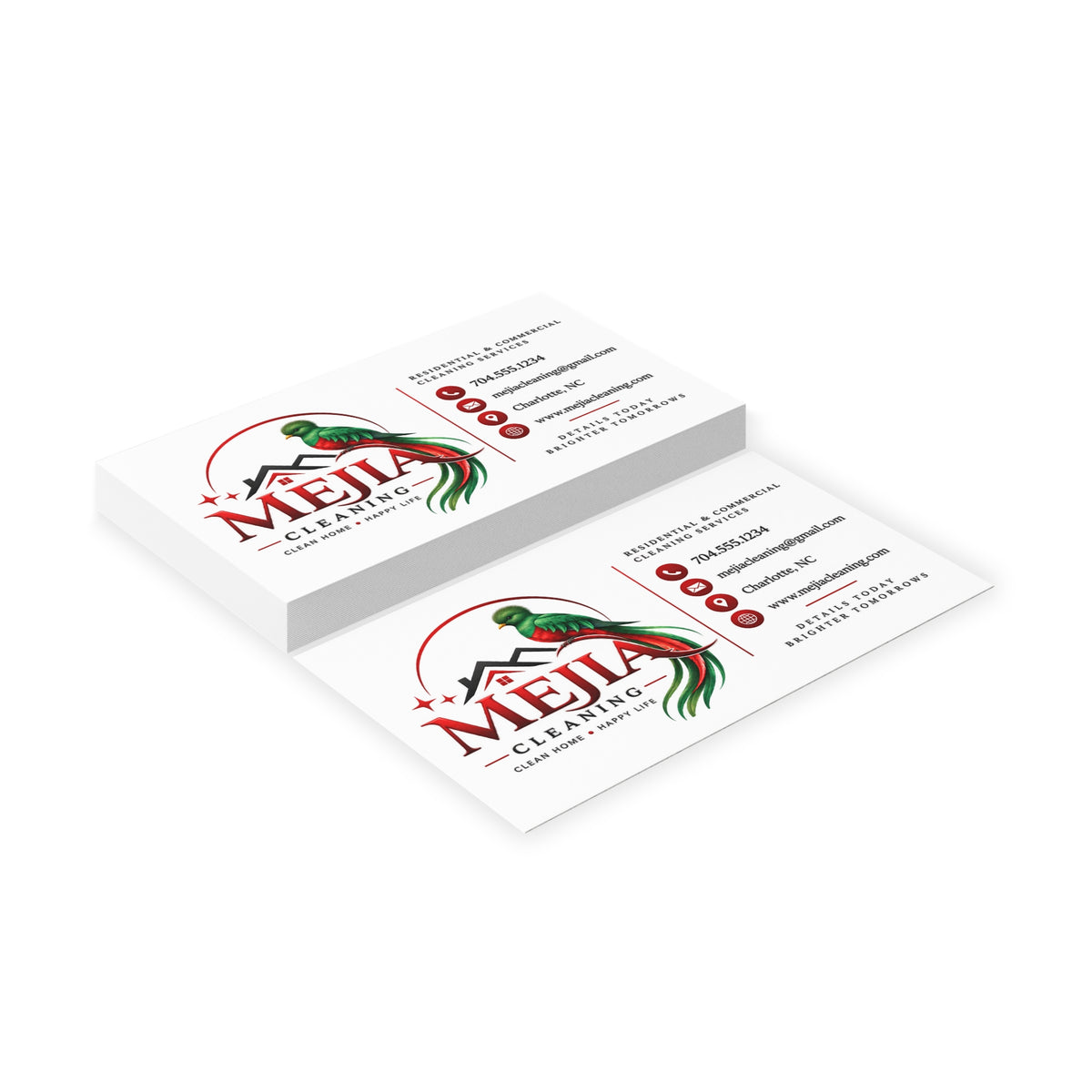 Business Cards — Mejia Cleaning Branded Parrot Logo Card