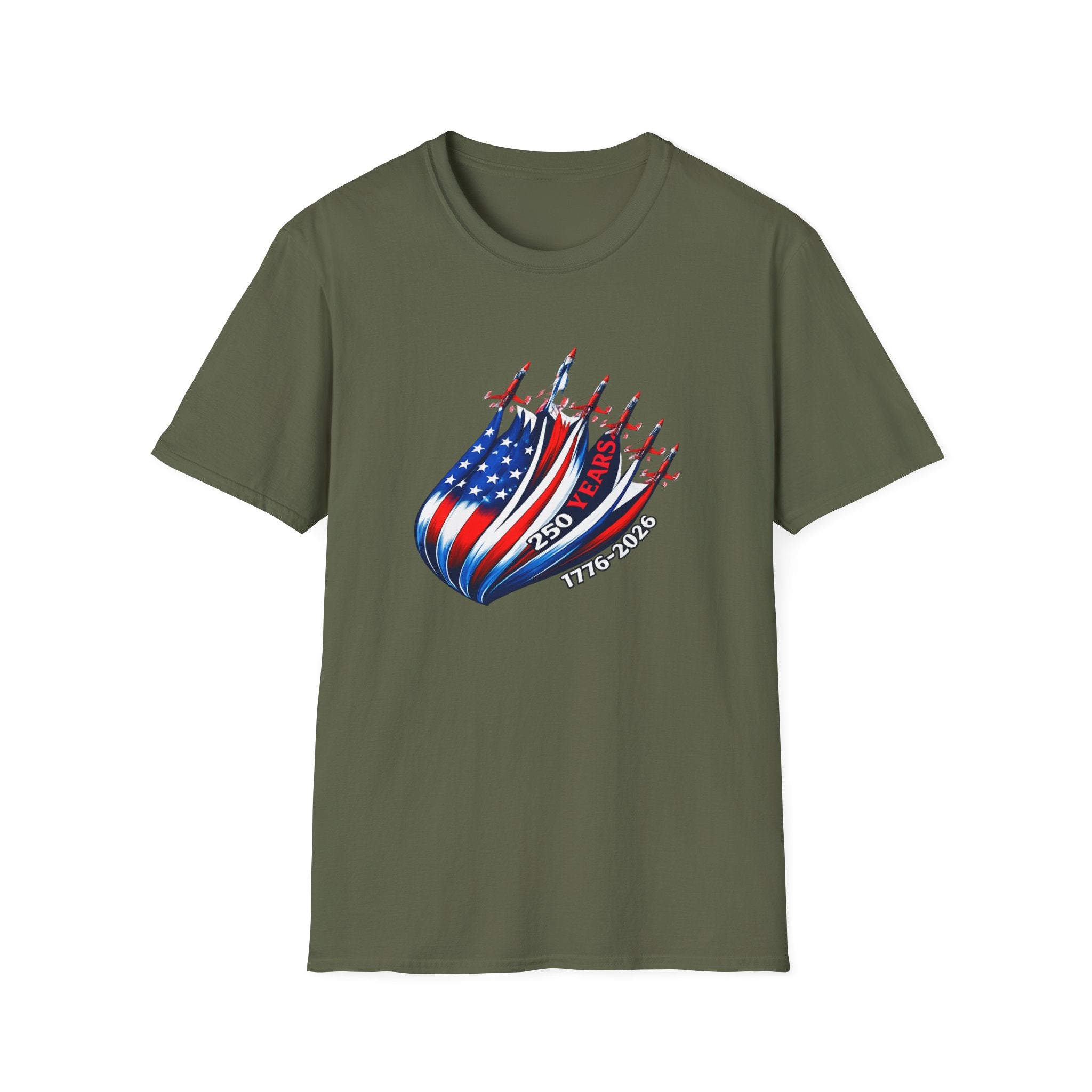 American Flag Jet Squadron T-Shirt — 250 Years USA Patriotic Tee (1776–2026)