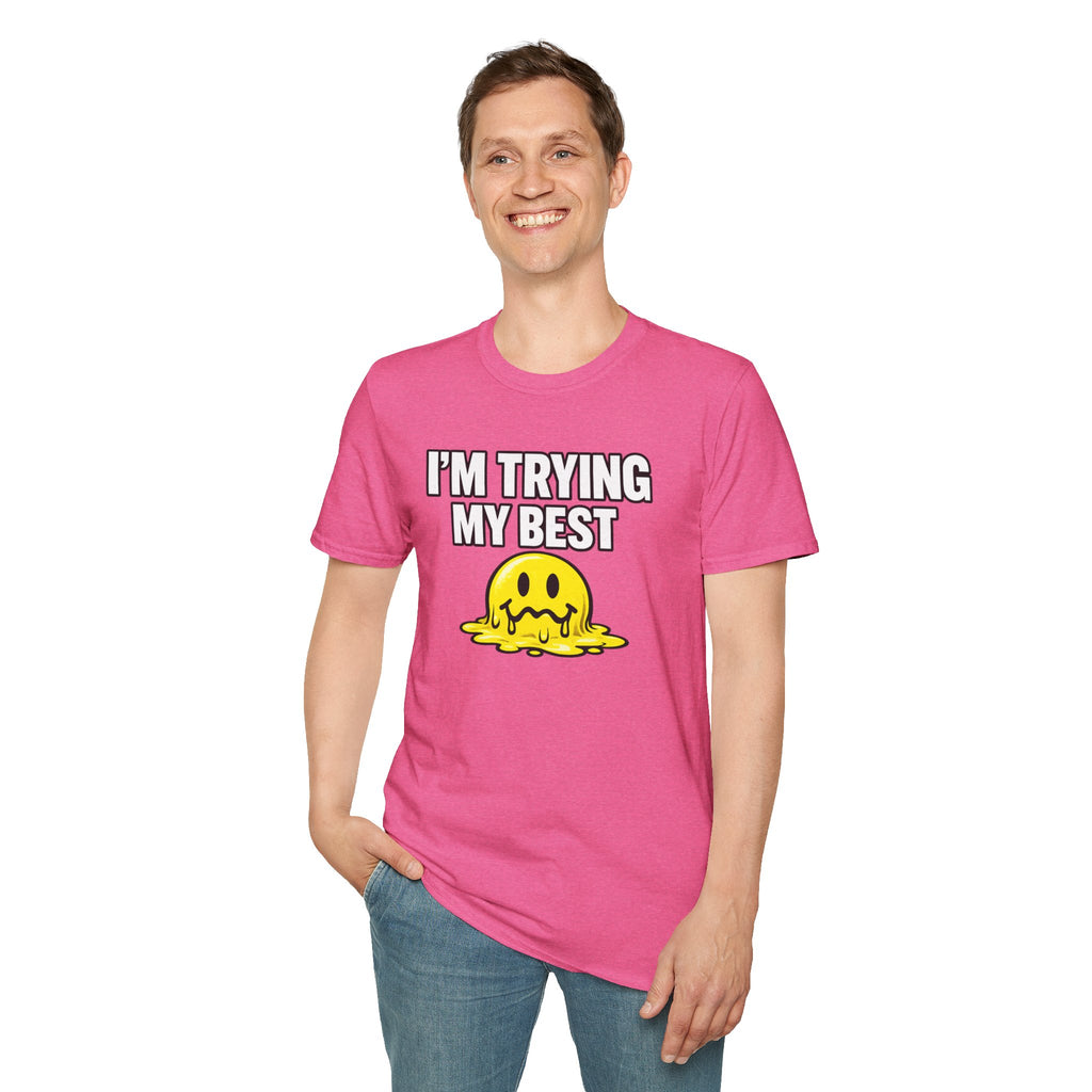 I’m Trying My Best T‑Shirt — Cute Melting Emoji Graphic Tee