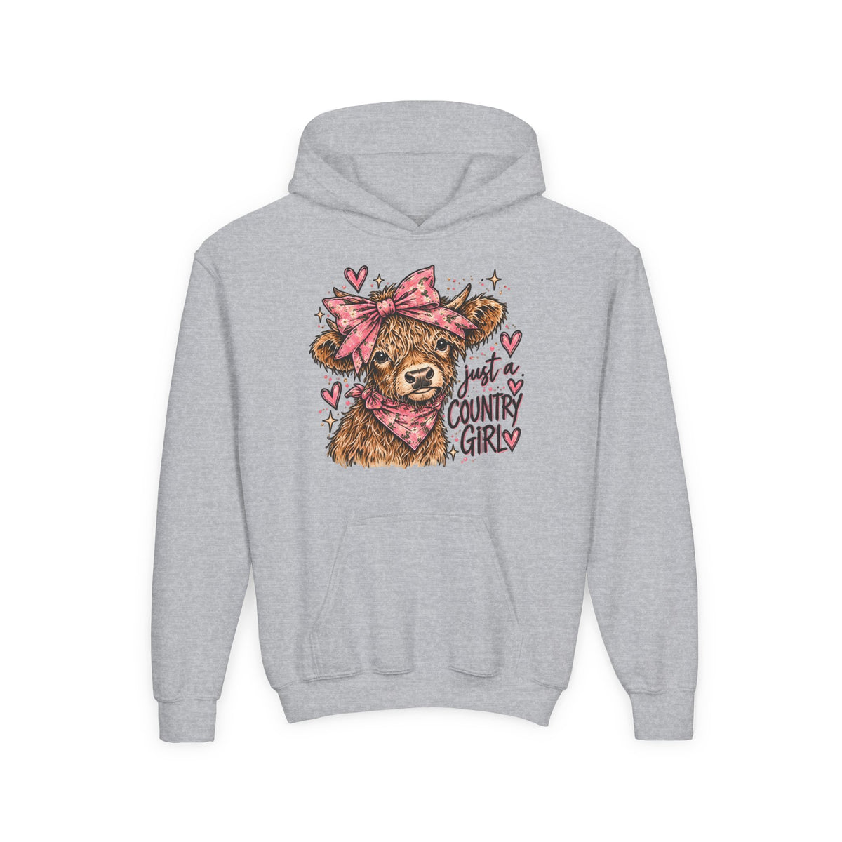 Just a Country Girly Highland Cow Youth Hoodie