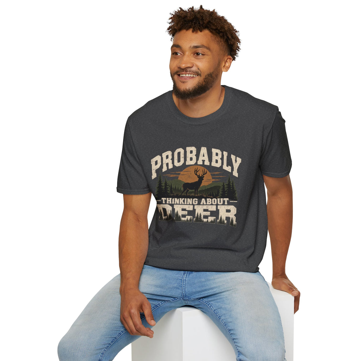 Probably Thinking About Deer – Vintage Hunting Graphic Tee