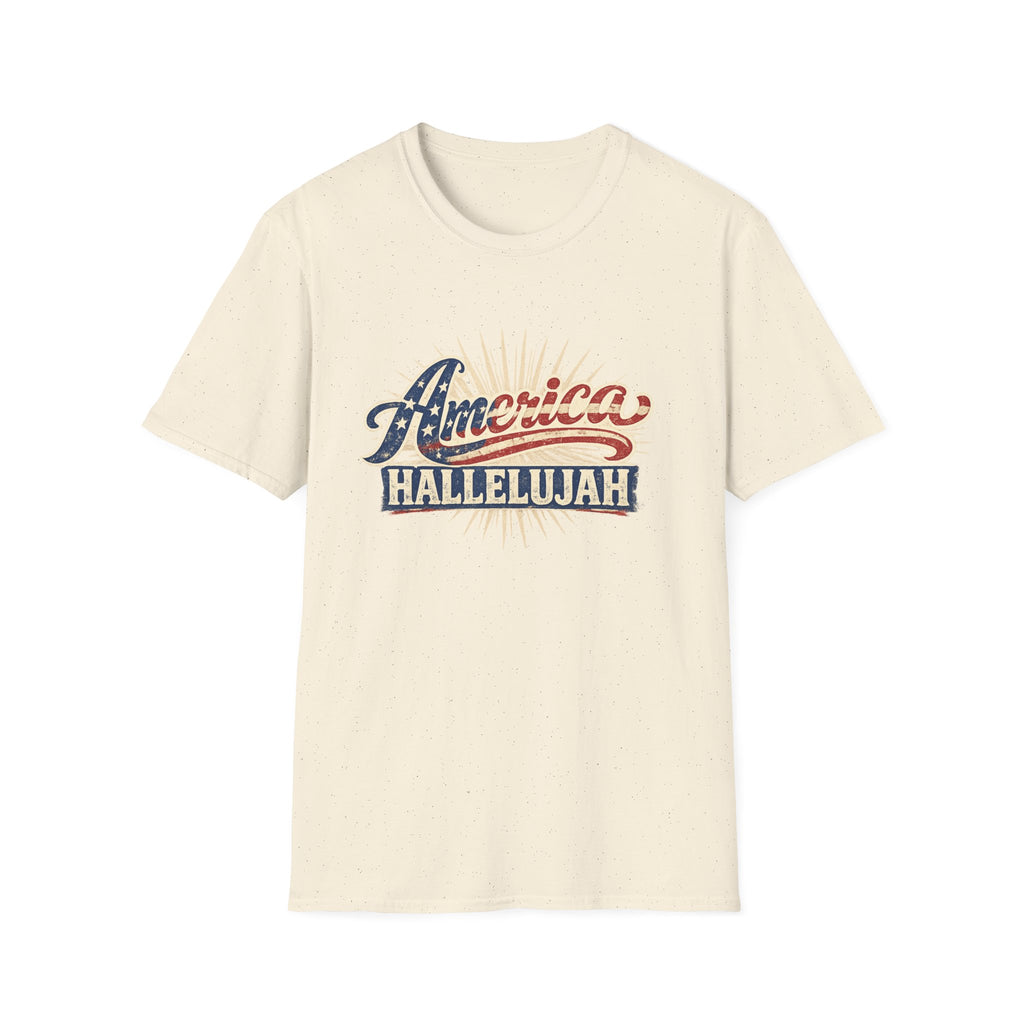 America Hallelujah T-Shirt — Patriotic USA Flag Retro Tee