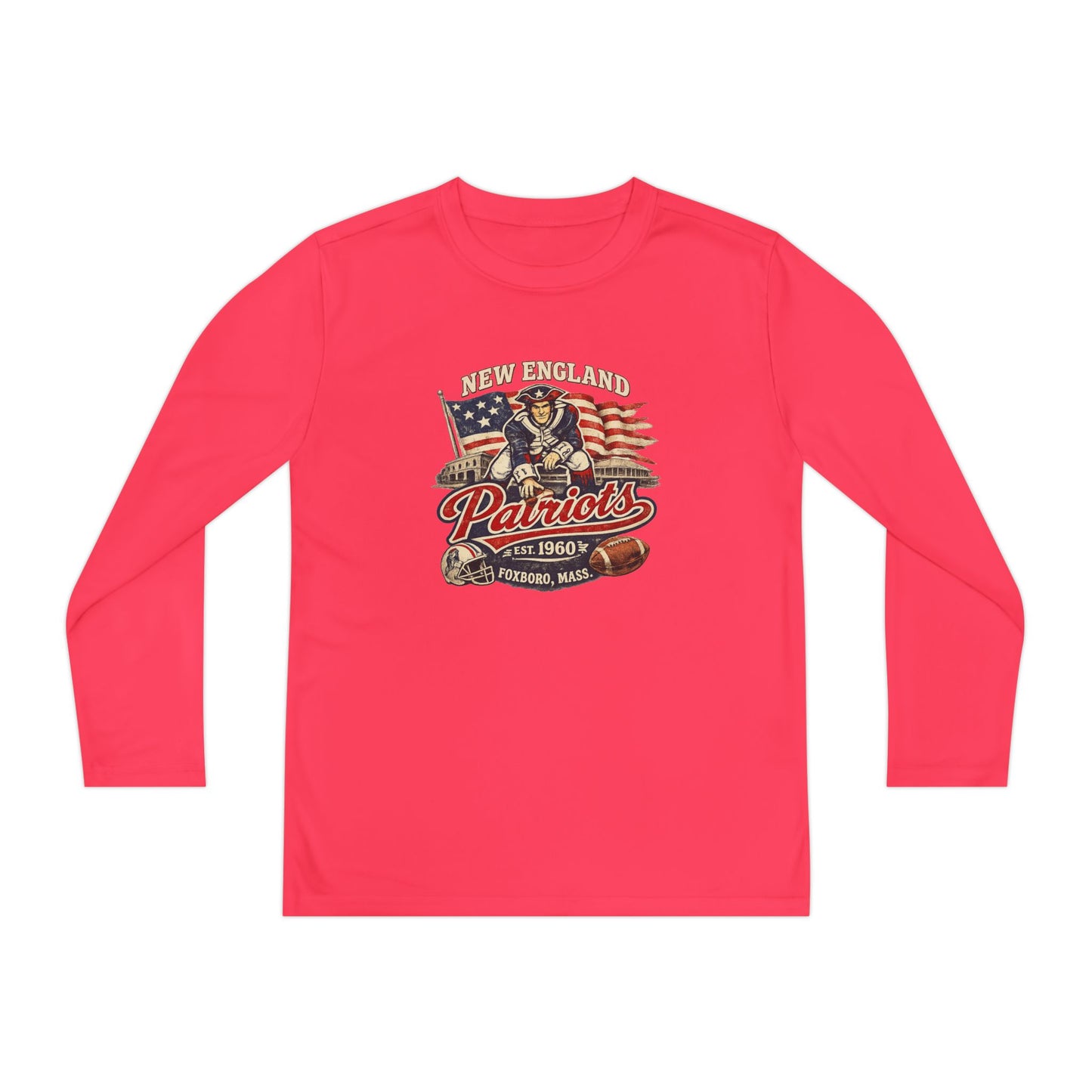 Youth Long Sleeve Patriots Tee – New England Vintage Football Design