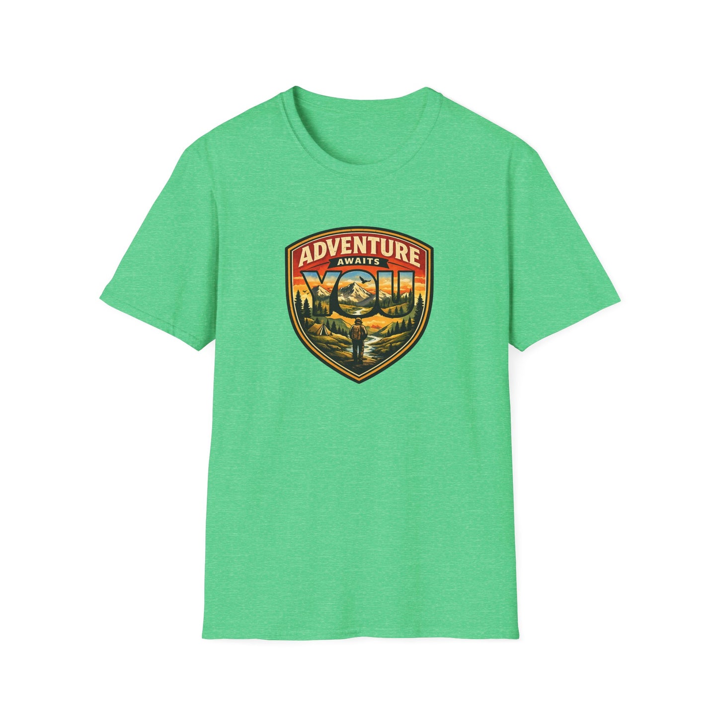Adventure Awaits You Vintage Mountain Tee | Outdoor Graphic Shirt | Hiking Camping Nature Shirt