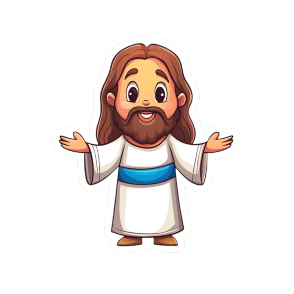 Jesus Cartoon Sticker — Cute Faith Vinyl Sticker for Laptops, Bibles, & Gifts