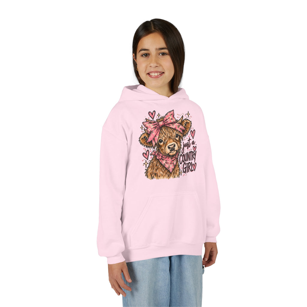 Just a Country Girly Highland Cow Youth Hoodie