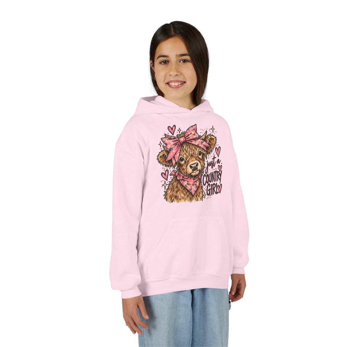 Just a Country Girly Highland Cow Youth Hoodie
