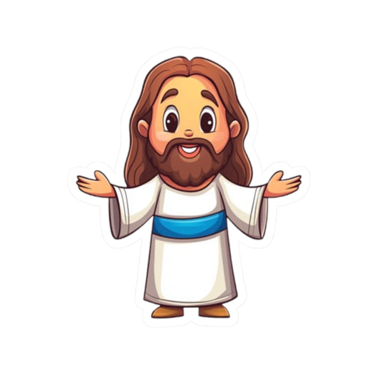 Jesus Cartoon Sticker — Cute Faith Vinyl Sticker for Laptops, Bibles, & Gifts