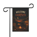 Welcome to Our Campsite Garden Flag — Outdoor Camping Nightfire House Banner