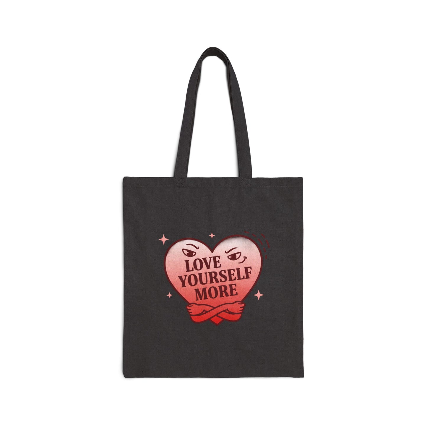 Love Yourself More Tote | anti love graphic, snarky Valentine heart