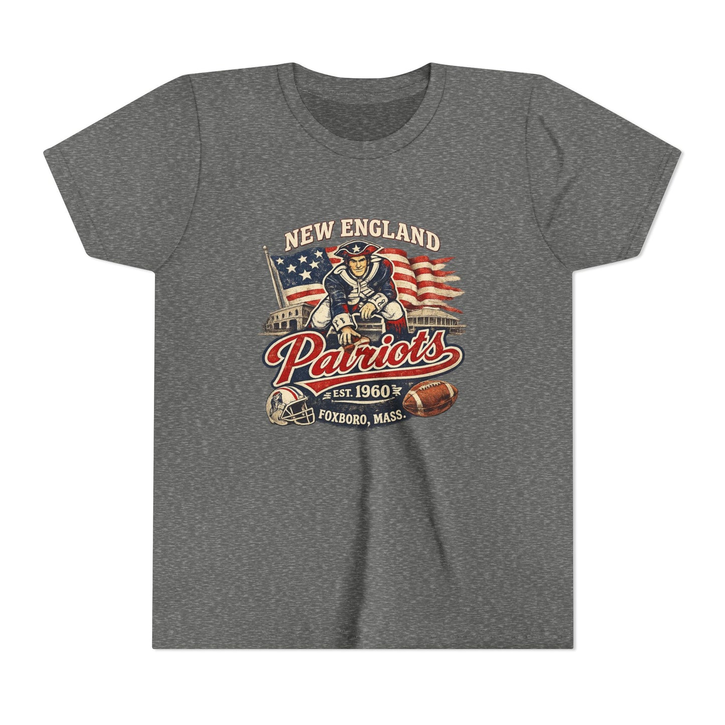Youth Patriots T‑Shirt – New England Football Vintage Flag Design
