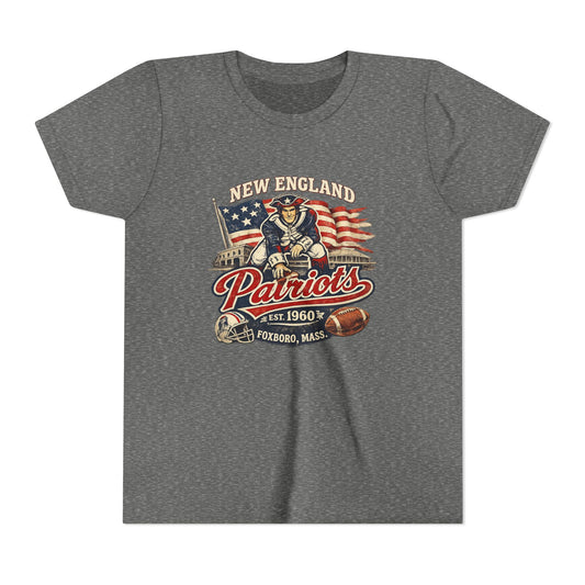 Youth Patriots T‑Shirt – New England Football Vintage Flag Design