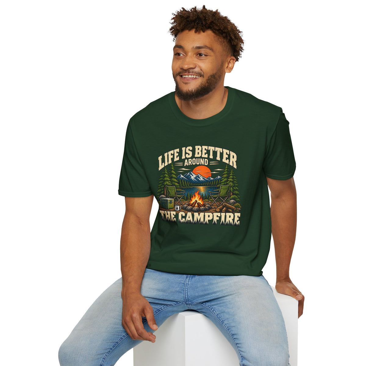 Campfire Therapy – Funny Camping & Outdoors Tee
