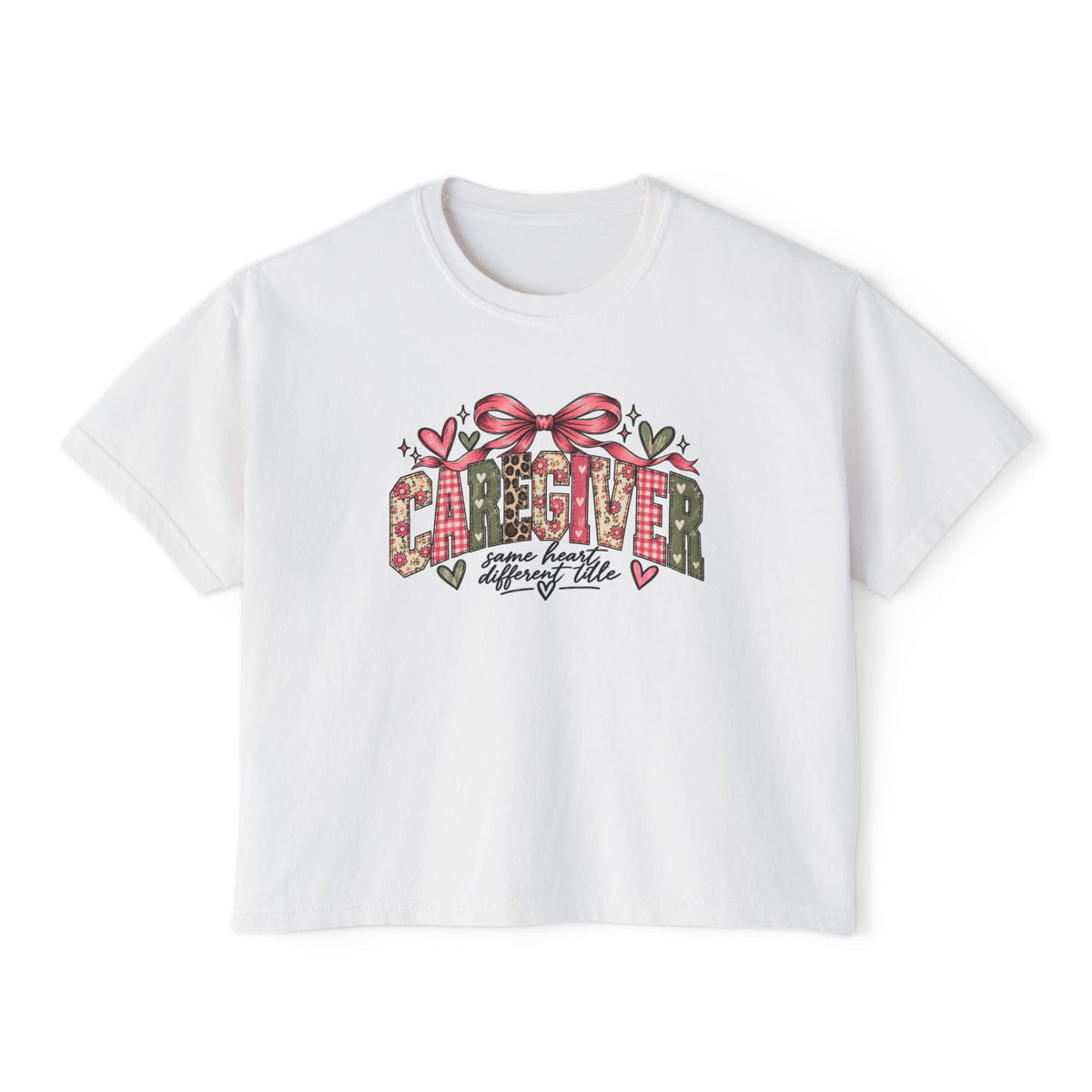 Caregiver — Same Heart, Different Title | Comfort Colors Boxy Tee