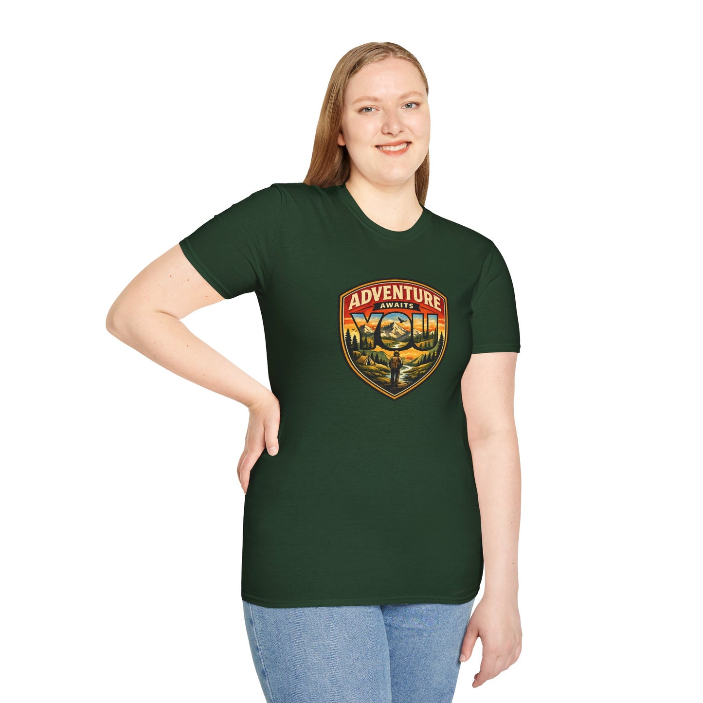 Adventure Awaits You Vintage Mountain Tee | Outdoor Graphic Shirt | Hiking Camping Nature Shirt