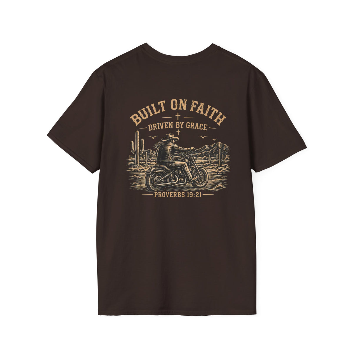 Built on Faith, Driven by Grace – Western Motorcycle Christian Graphic Tee