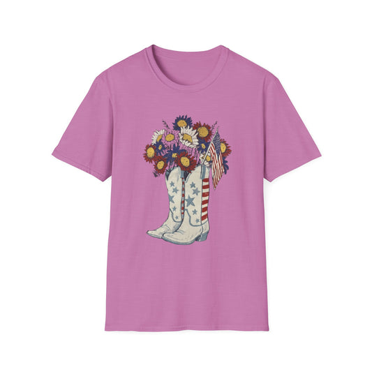 Patriotic Floral T-Shirt, Summer Tee, Country Style Shirt, Gifts for Her, Americana Fashion, Everyday Wear, Casual Outfit