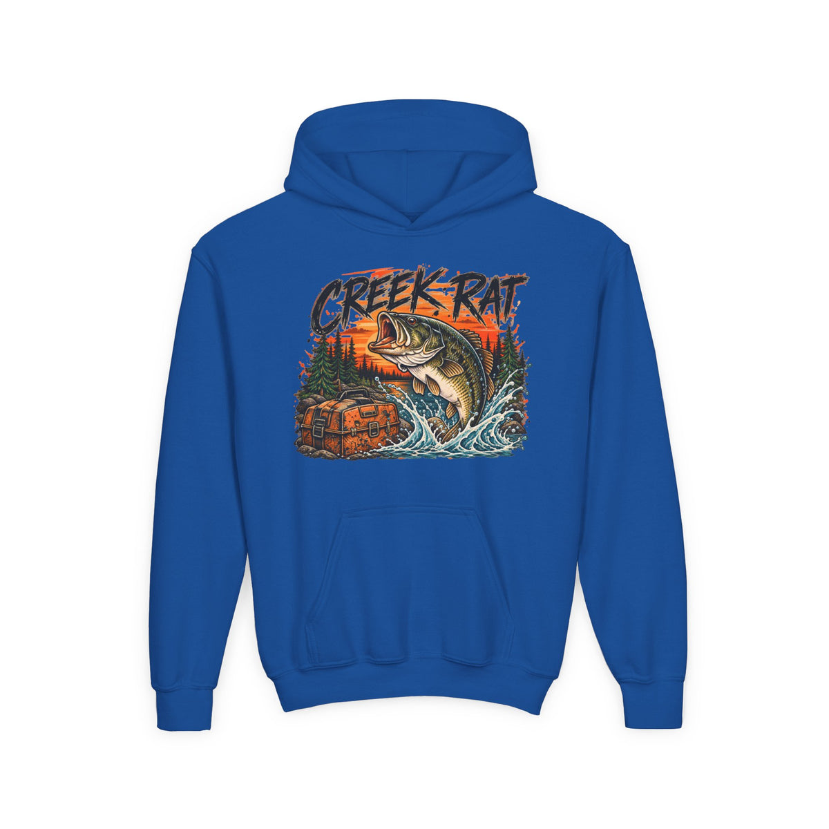Creek Rat Bass Fishing Kids Hoodie