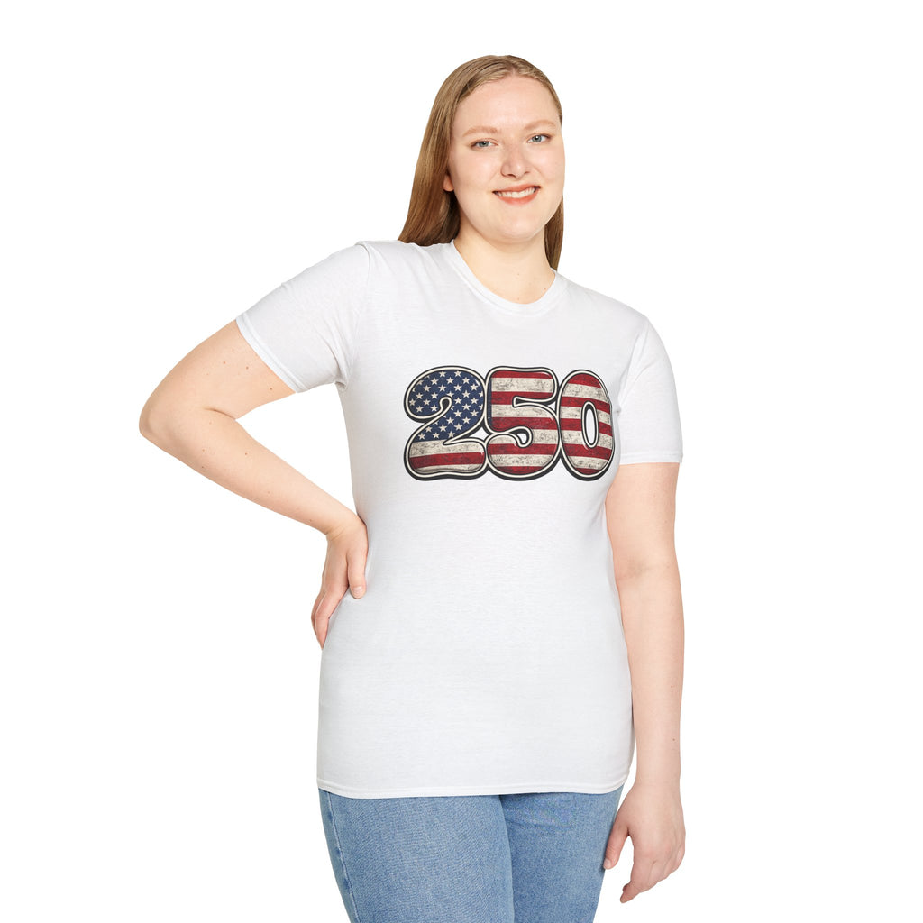 250 USA Flag T-Shirt — Patriotic Number Graphic Tee