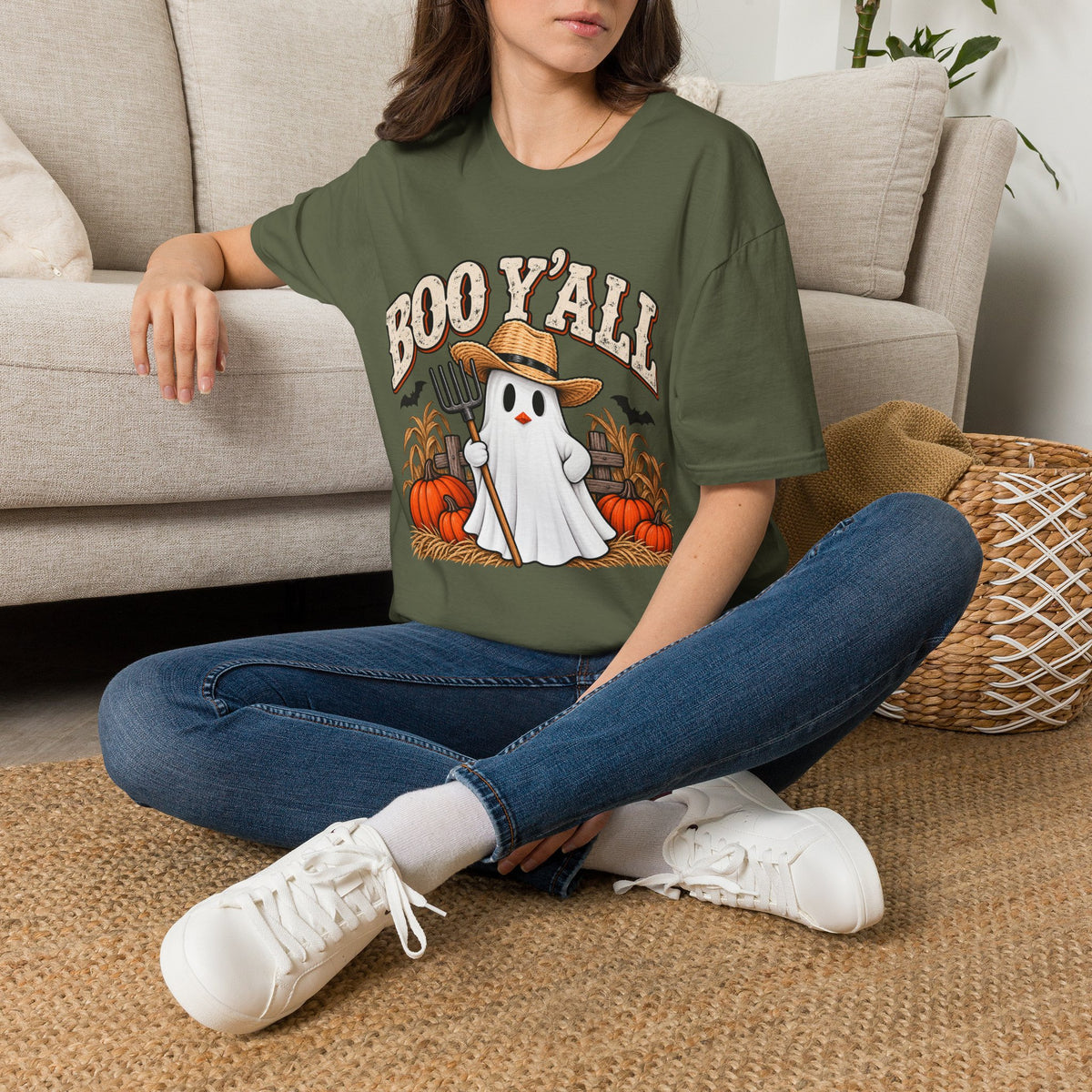 Boo Y’all – Farm Ghost Halloween Tee 👻🎃