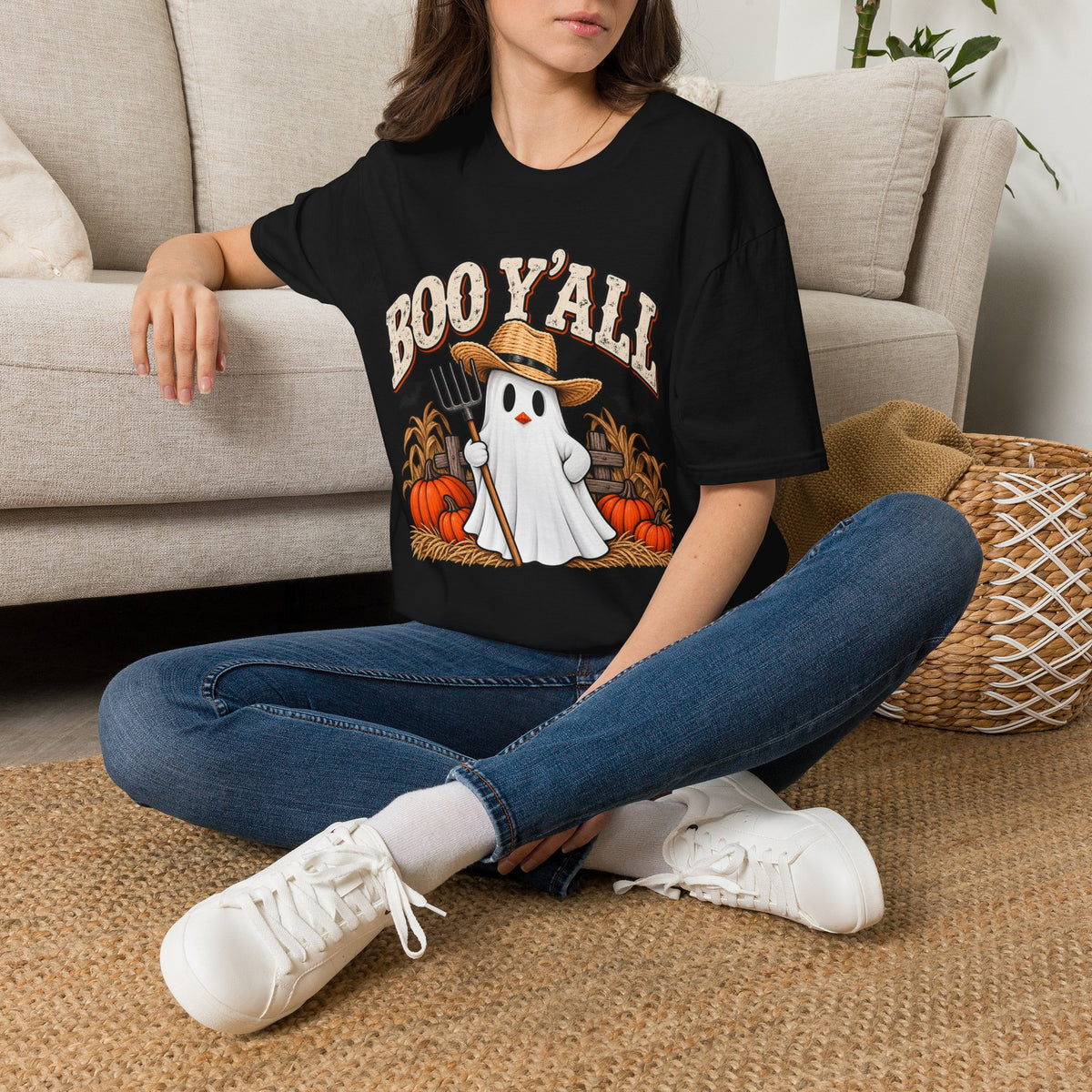 Boo Y’all – Farm Ghost Halloween Tee 👻🎃