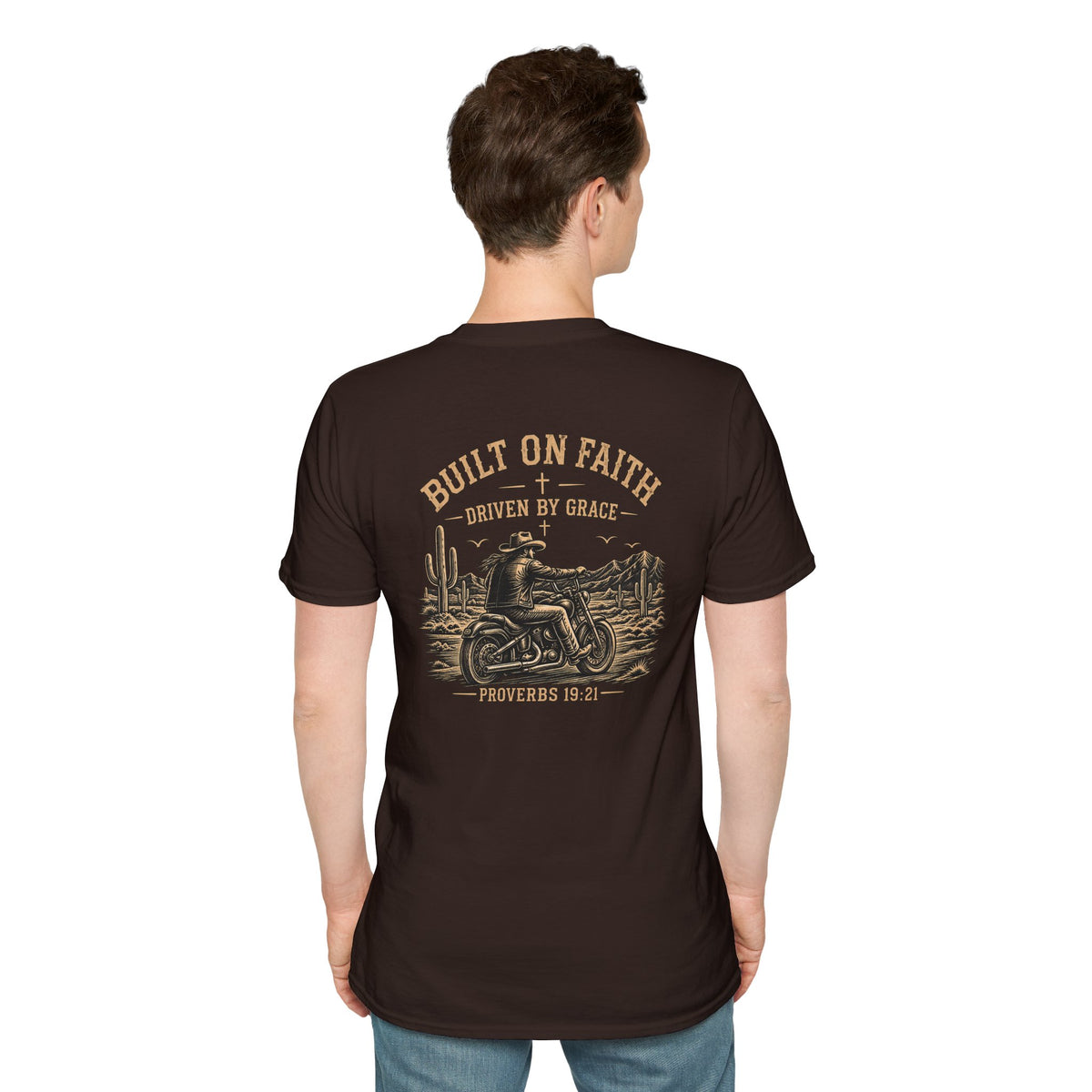 Built on Faith, Driven by Grace – Western Motorcycle Christian Graphic Tee