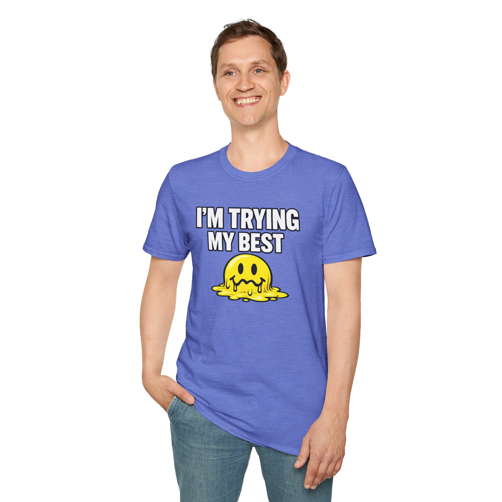 I’m Trying My Best T‑Shirt — Cute Melting Emoji Graphic Tee