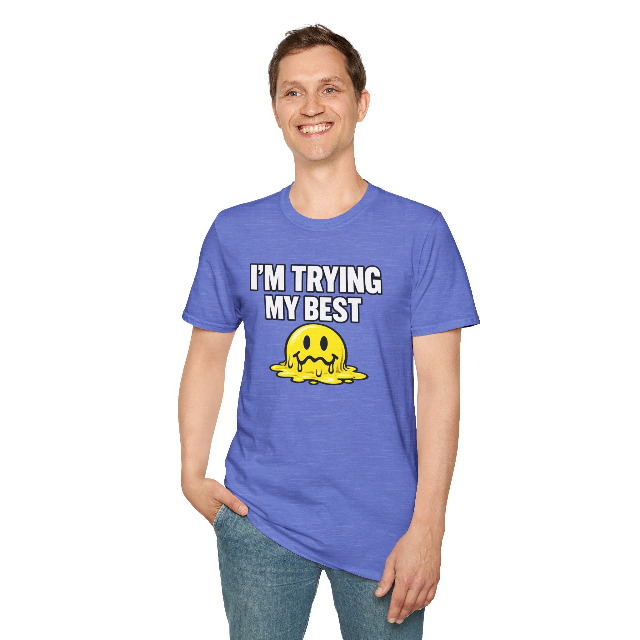 I’m Trying My Best T‑Shirt — Cute Melting Emoji Graphic Tee
