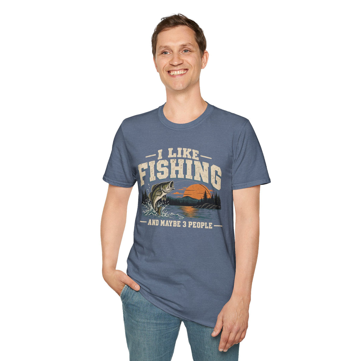 I Like Fishing and Maybe 3 People – Funny Fishing Graphic Tee