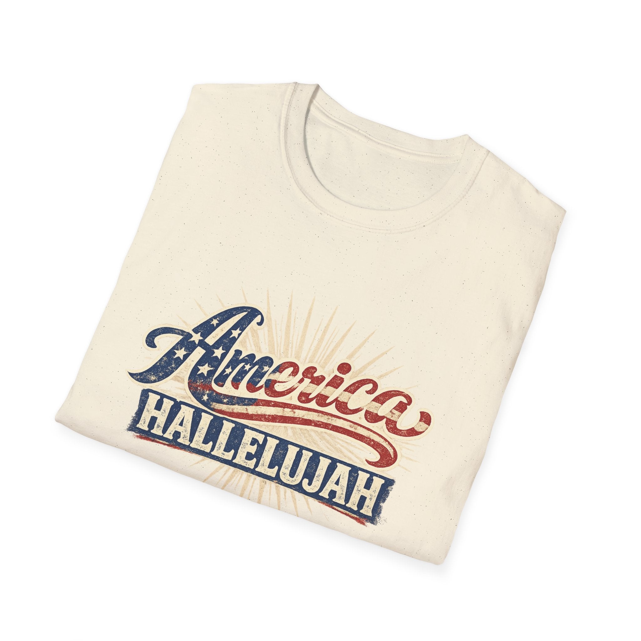 America Hallelujah T-Shirt — Patriotic USA Flag Retro Tee