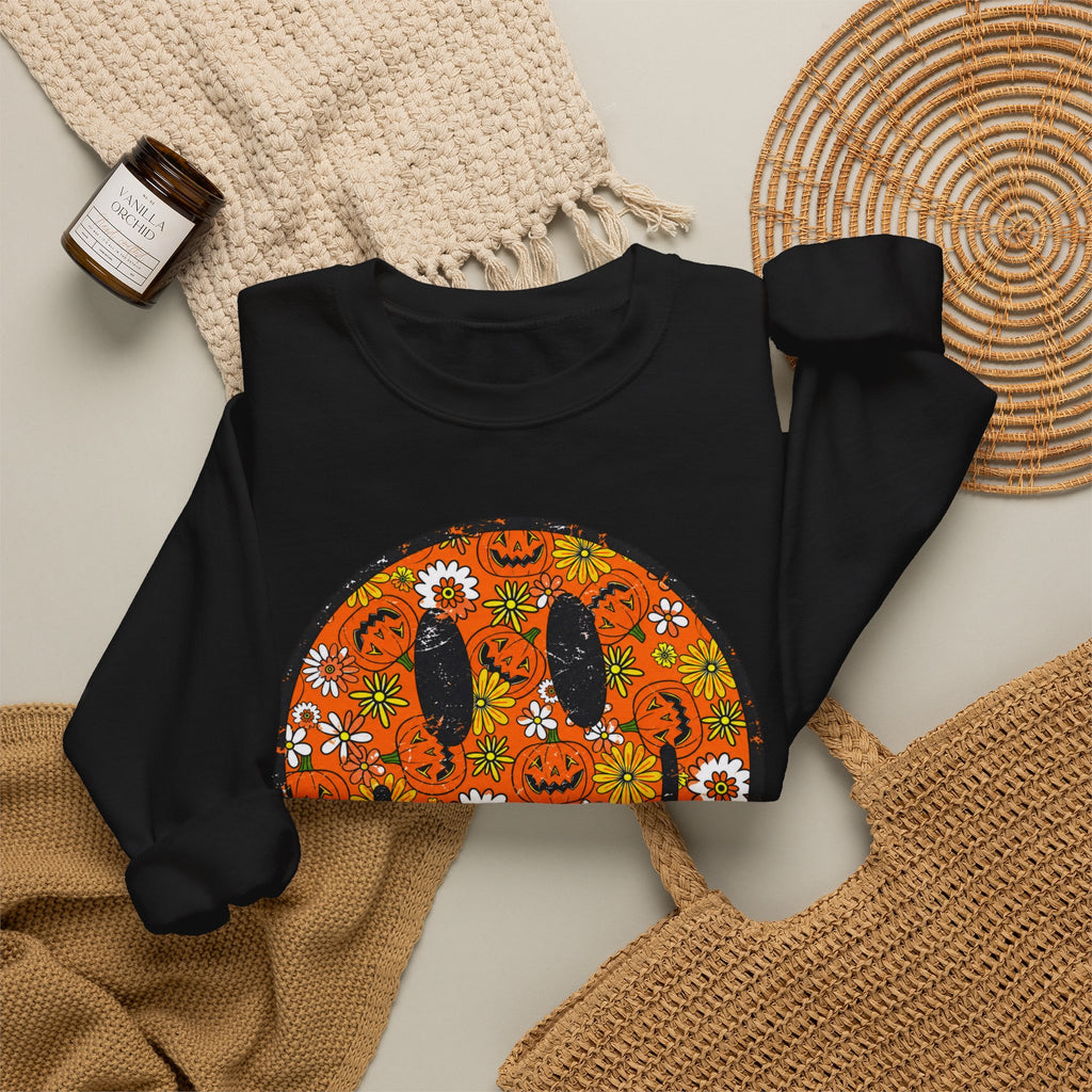 Retro Halloween Smiley Sweatshirt 🎃🌼
