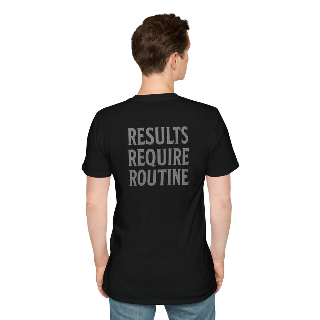 Results Require Routine T-Shirt — Motivational Gym & Fitness Tee