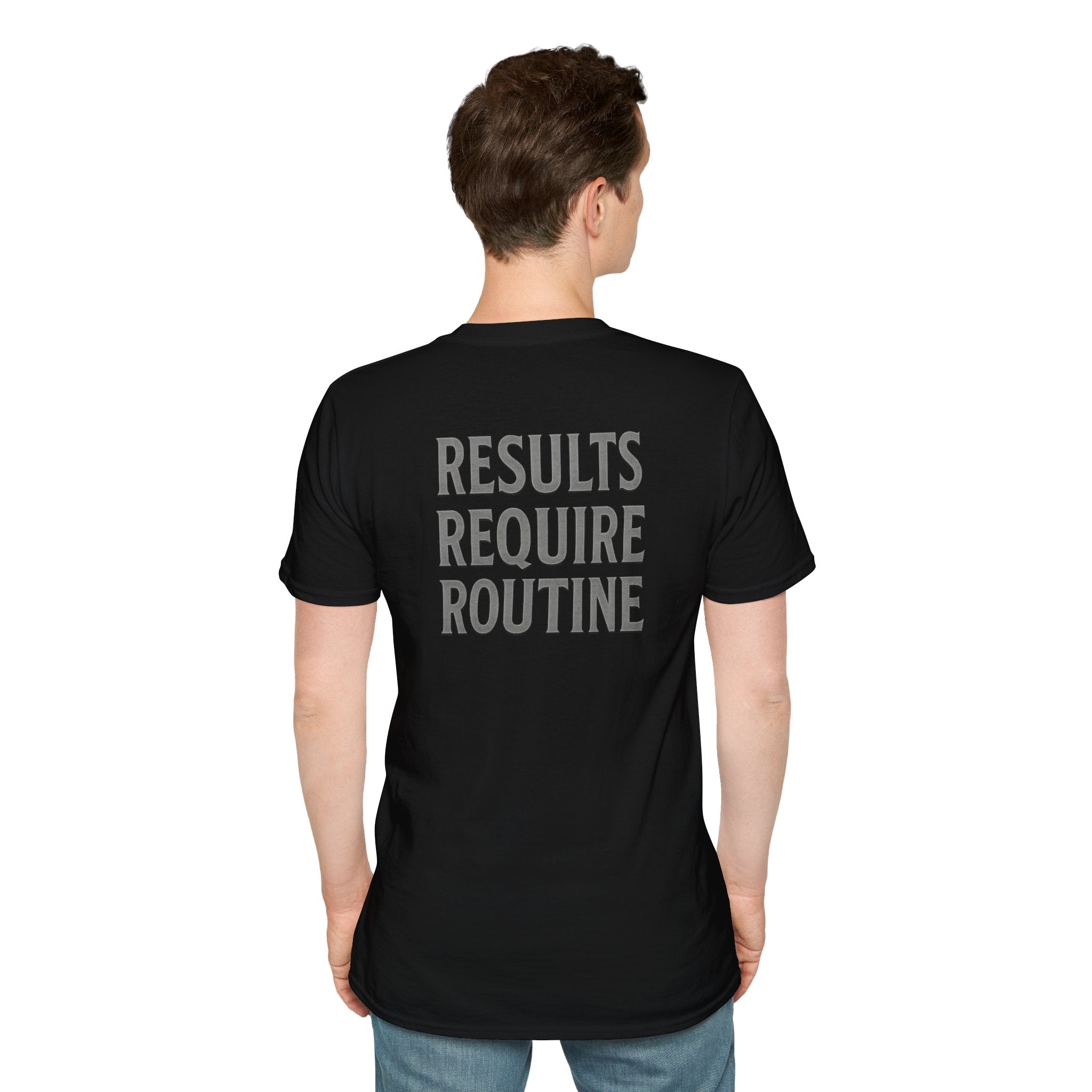 Results Require Routine T-Shirt — Motivational Gym & Fitness Tee