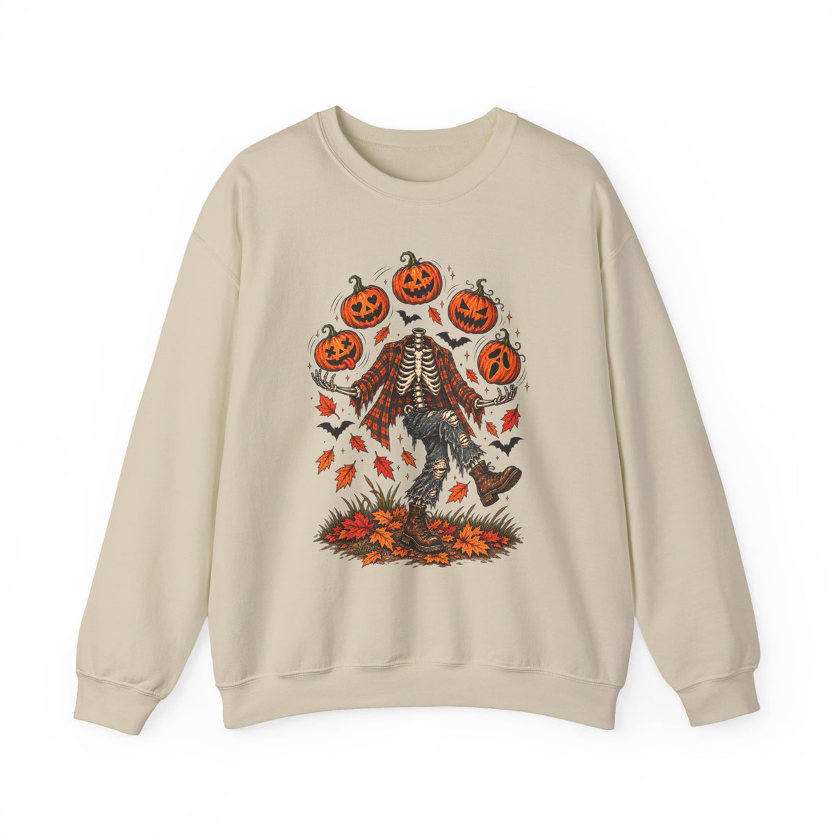 Headless Harvest – Juggling Pumpkins Halloween Sweatshirt 🎃💀