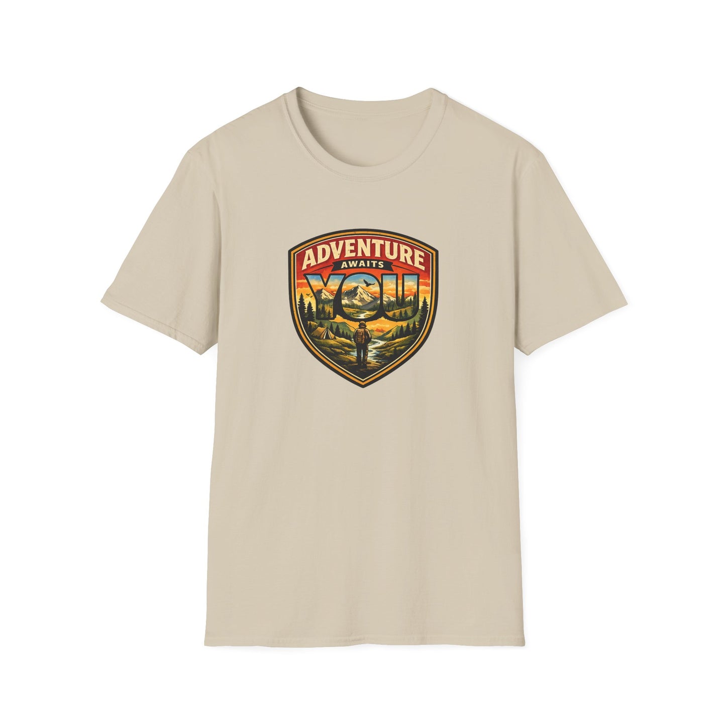 Adventure Awaits You Vintage Mountain Tee | Outdoor Graphic Shirt | Hiking Camping Nature Shirt