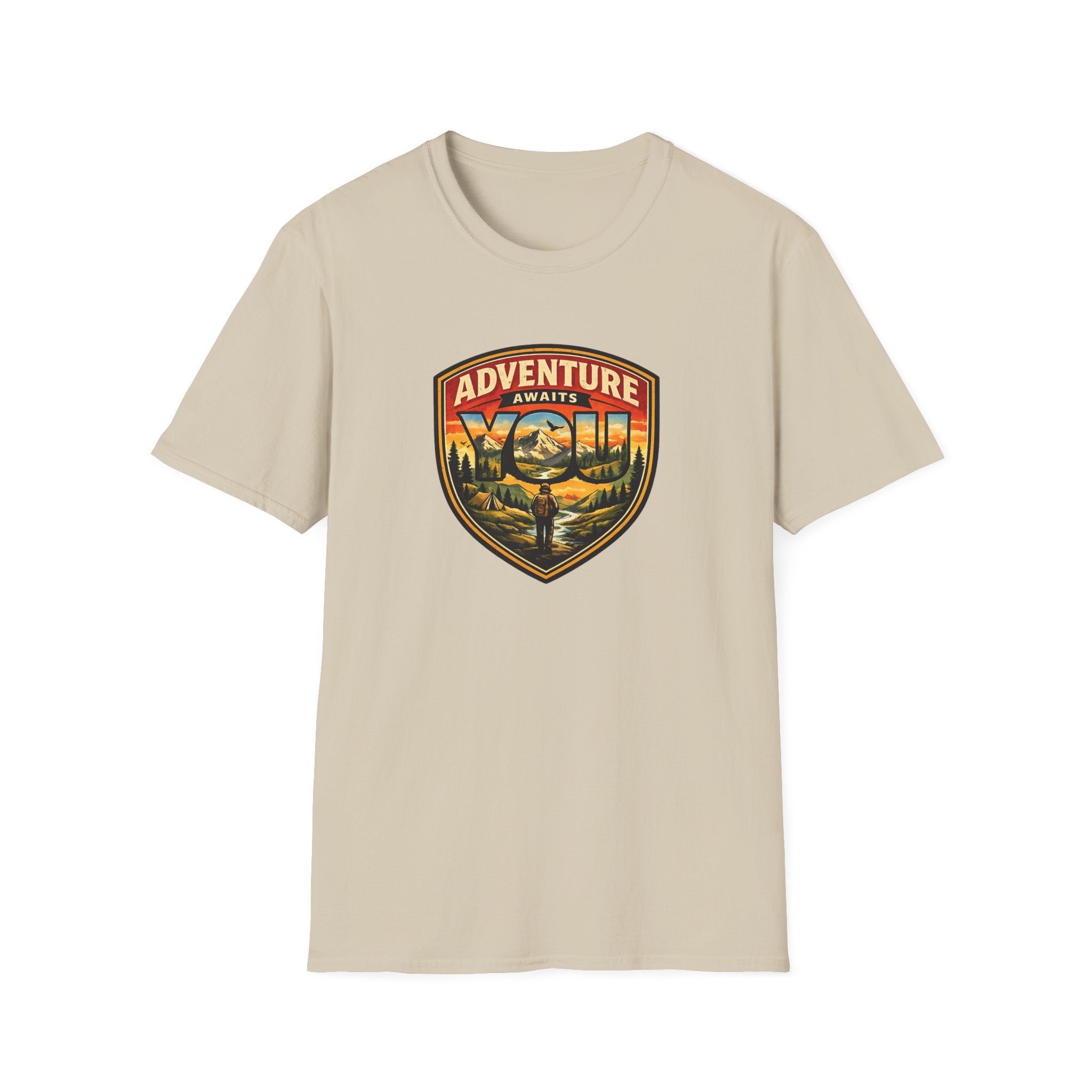 Adventure Awaits You Vintage Mountain Tee | Outdoor Graphic Shirt | Hiking Camping Nature Shirt