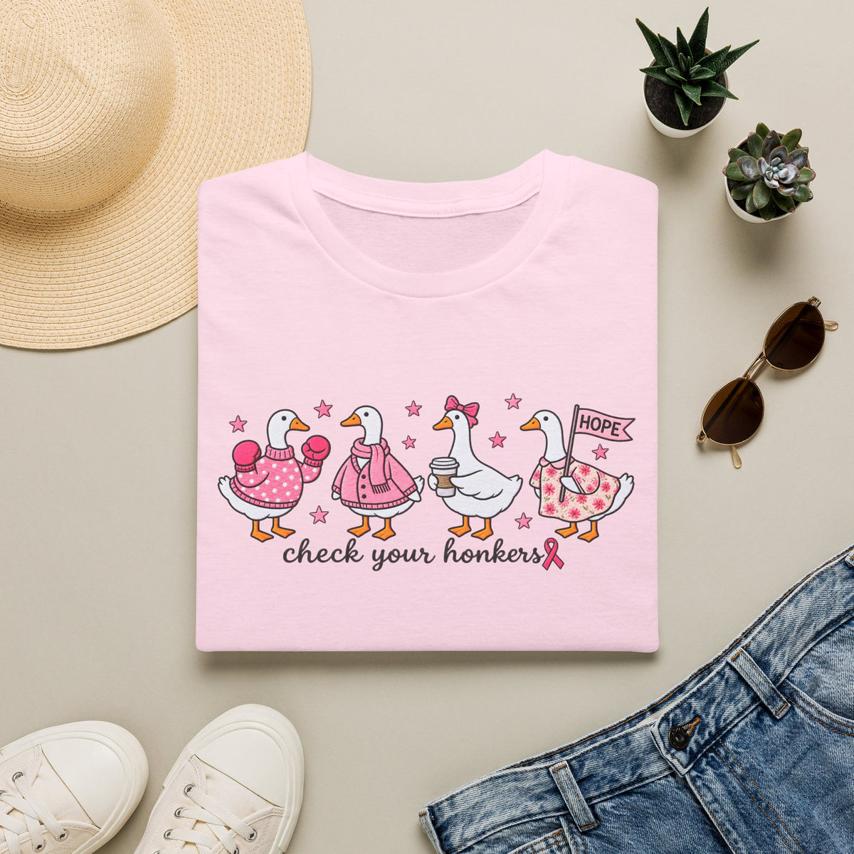 Check Your Honkers 🩷 Breast Cancer Awareness Goose Tee