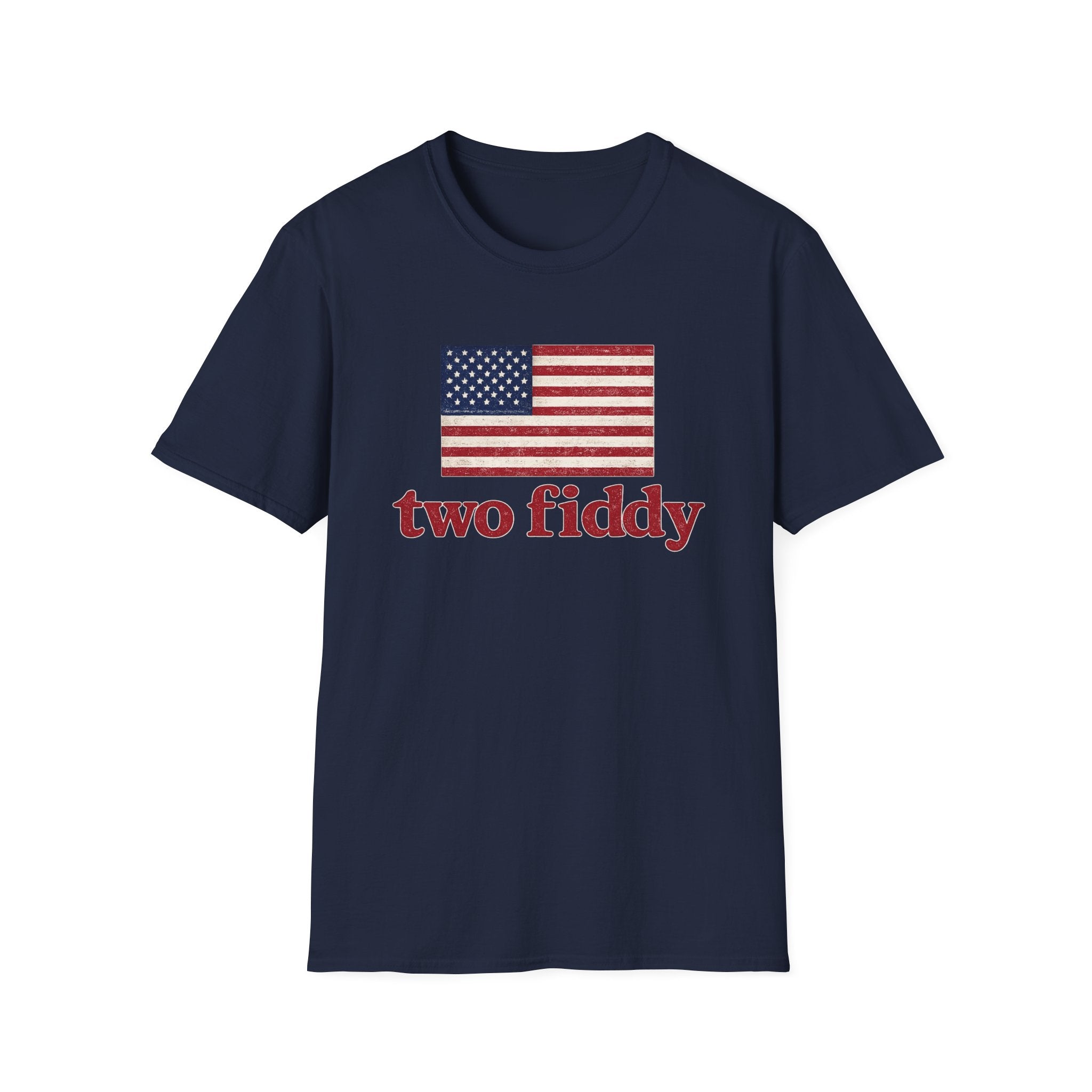Two Fiddy American Flag T-Shirt — Vintage USA Patriotic Tee