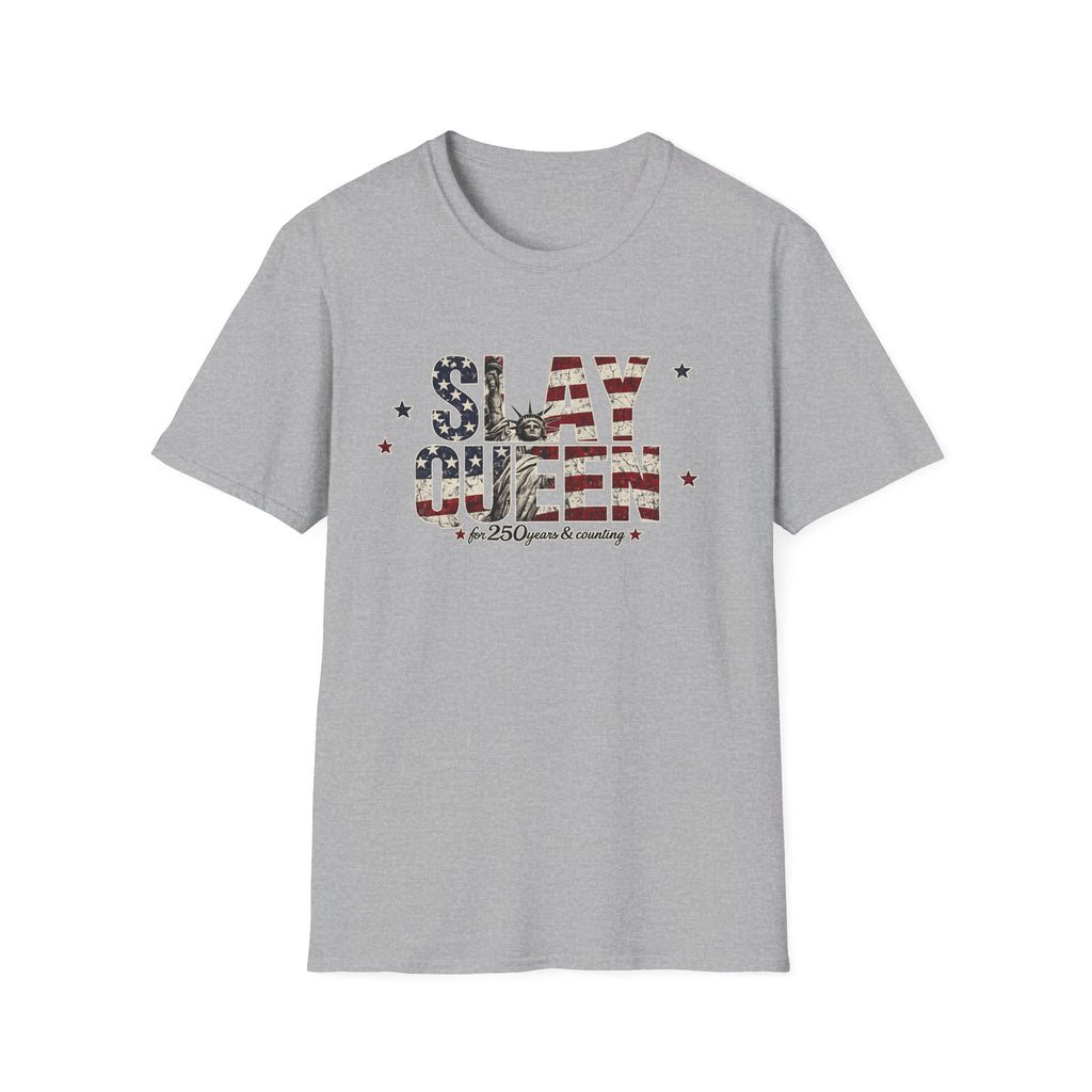 Slay Queen T‑Shirt — American Flag Statue of Liberty Patriotic Graphic Tee