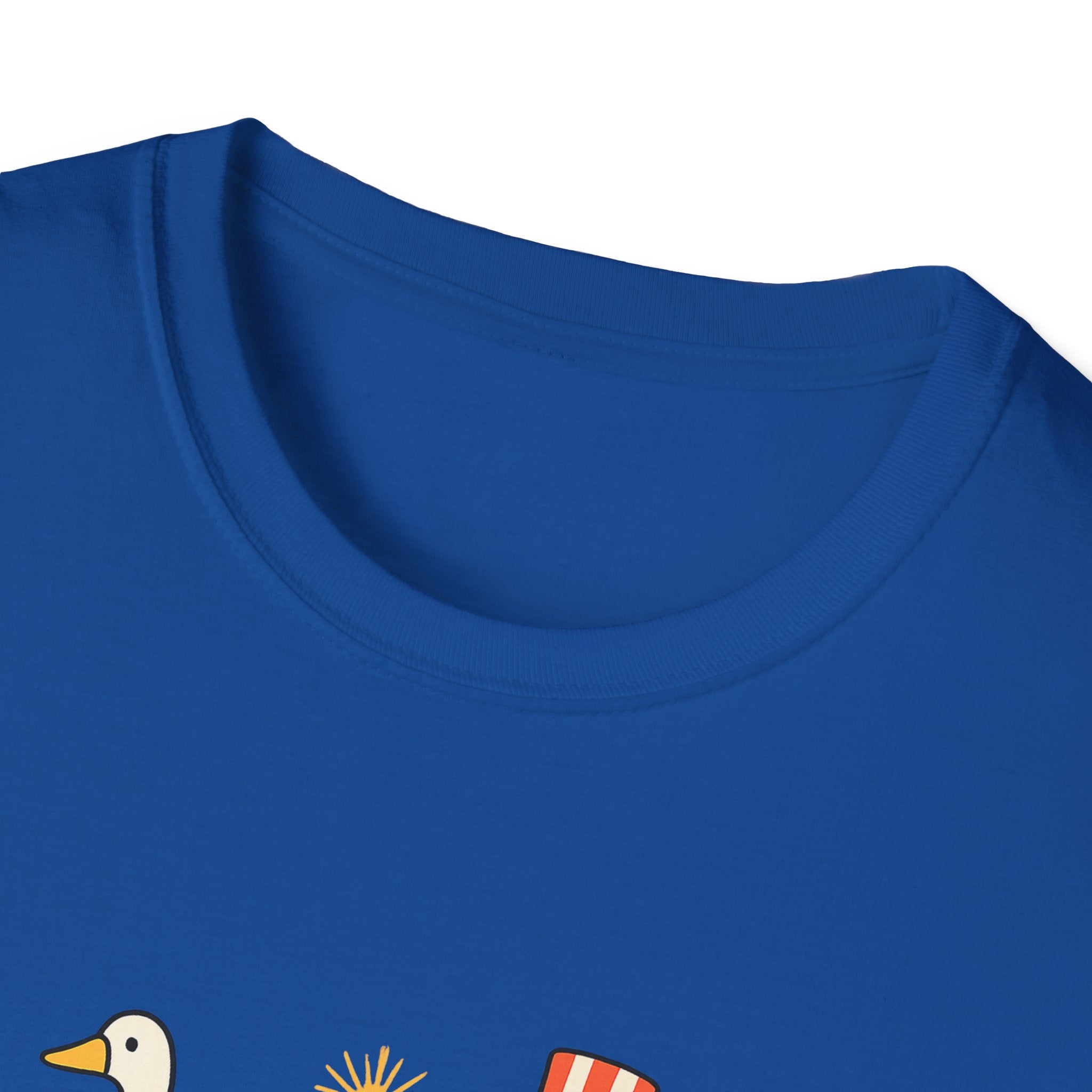 Americas 250th Patriotic Goose Parade T-Shirt — USA Hot Dog, Soldier & Statue of Liberty Graphic