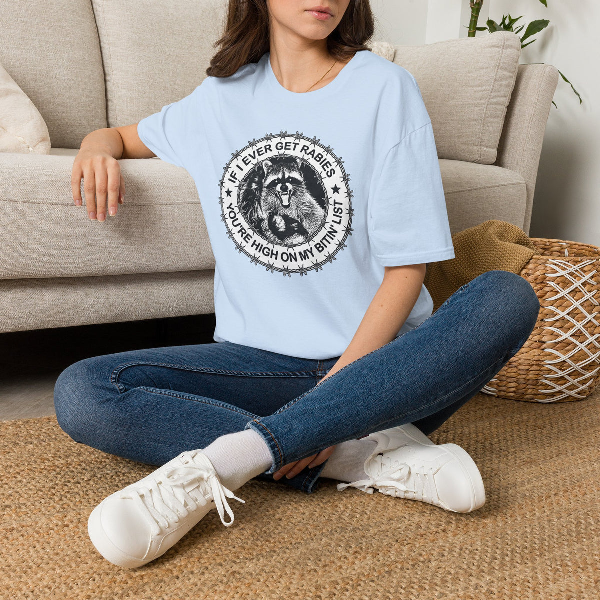 If I Ever Get Rabies – Funny Raccoon Graphic Tee
